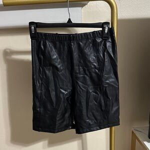 Black faux Leather women’s biker Shorts